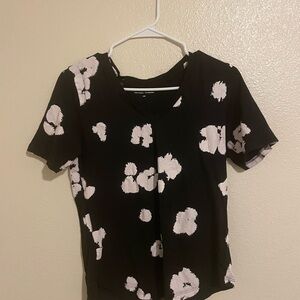 Universal Standard Black and White Floral Tee